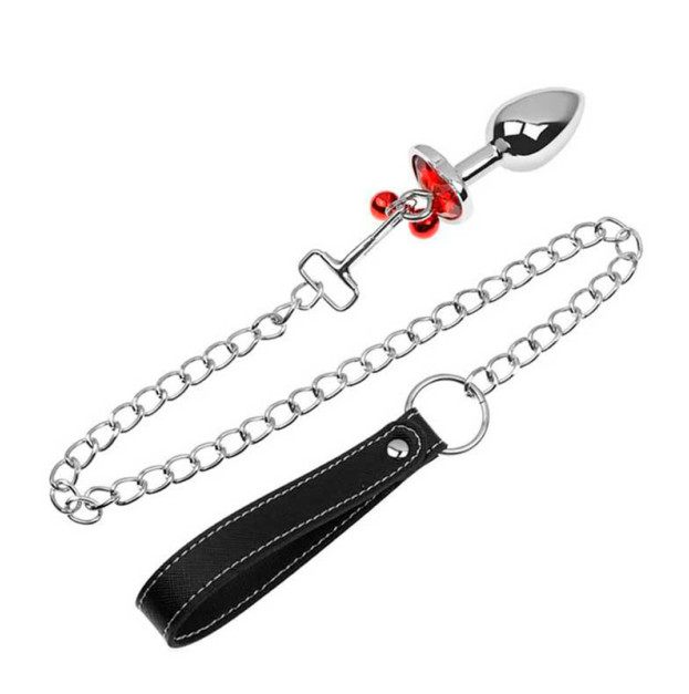 Metal Anal Plug with Leash Art of Sex Metal Anal Plug 4x9.3 Red
