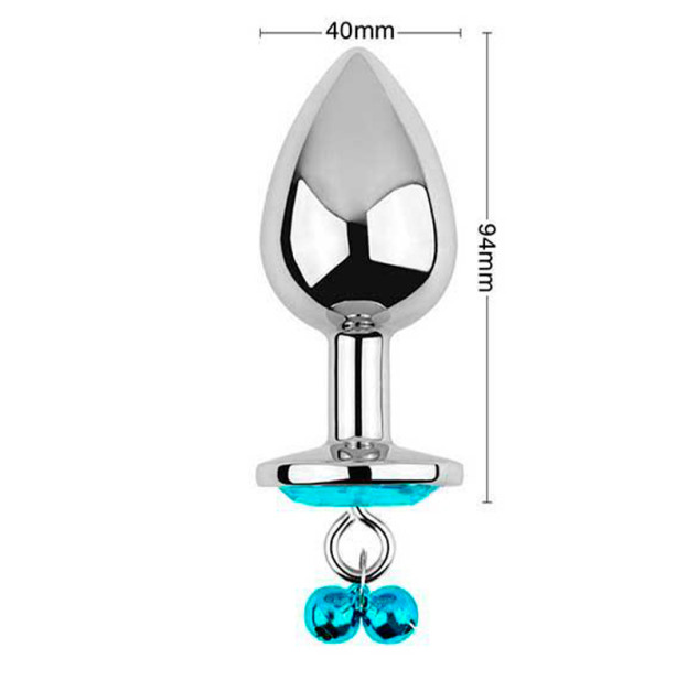 Metal Anal Plug With Bells 4x9.4 Turquoise
