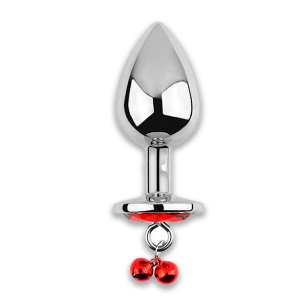 Metal anal plug with bells 4x9.4 red