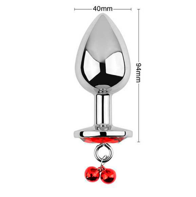 Metal anal plug with bells 4x9.4 red