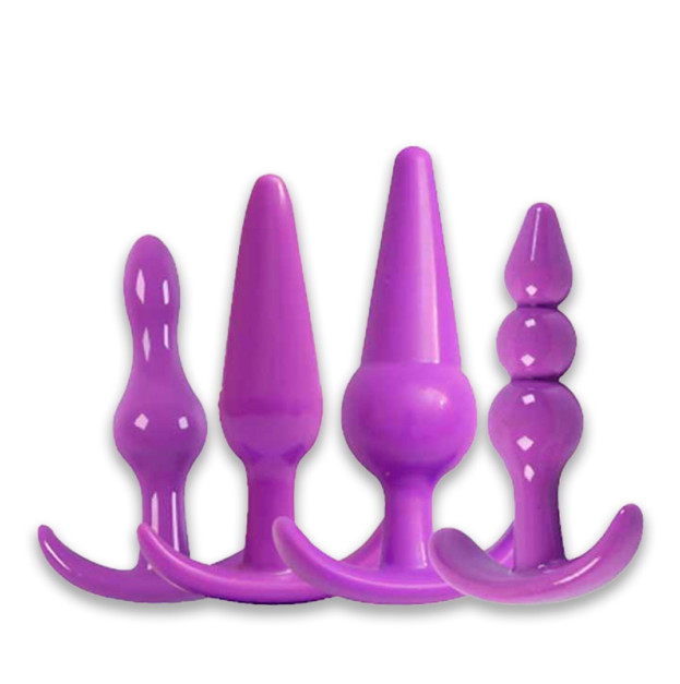 Set of 4 soft anal plugs (XS/S/M/L) purple