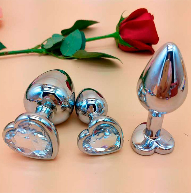 Set of steel anal plugs 3 pcs (S/M/L) white