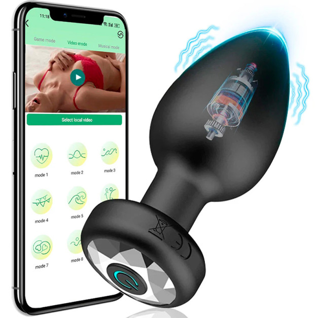 Smart silicone anal plug with remote control via mobile app