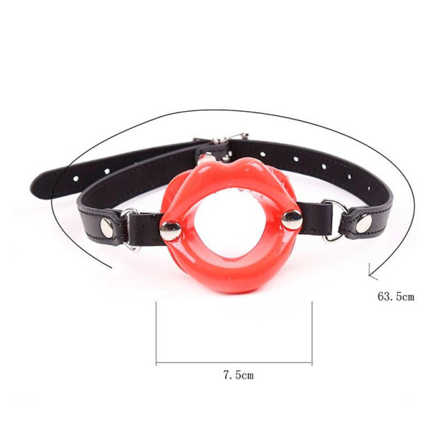 Silicone Gag Lips Open Mouth Black S&M