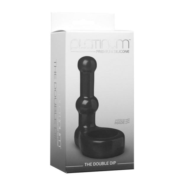Doc Johnson The Double Dip Black Cock Ring & Cock Sleeve
