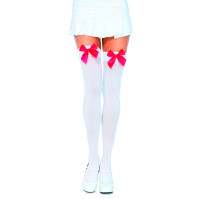 Sexy Stockings With Red Bow White