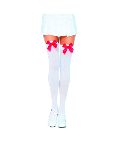 Sexy Stockings With Red Bow White