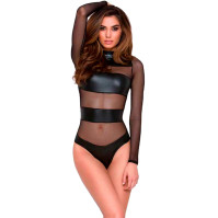 Spectacular latex bodysuit with mesh black