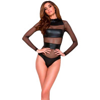 Spectacular latex bodysuit with mesh black