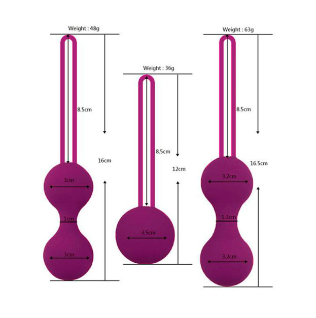 Set of silicone vaginal balls 3 pcs purple