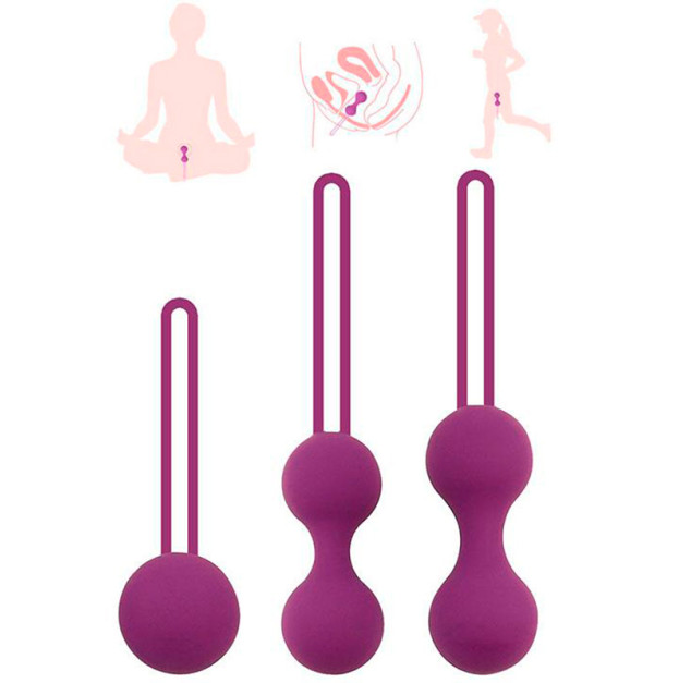 Set of silicone vaginal balls 3 pcs purple