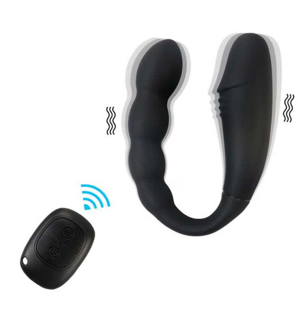 Двойной анально-вагинальный вибратор Magic Helios Remote черный