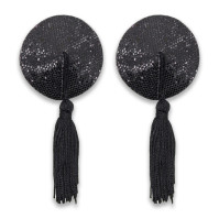 Sexy Tassels Nipple Stickers With Pestis Black