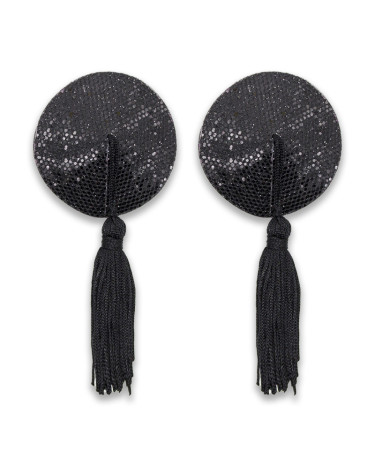 Sexy Tassels Nipple Stickers With Pestis Black