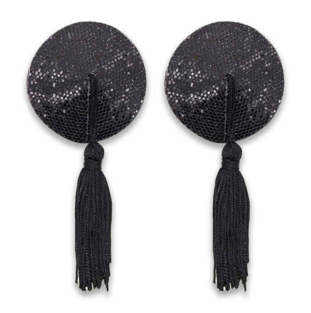 Sexy Tassels Nipple Stickers With Pestis Black