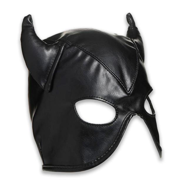Маска Master Series Dungeon Demon Bondage Mask with Horns Black