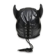 Маска Master Series Dungeon Demon Bondage Mask with Horns Black