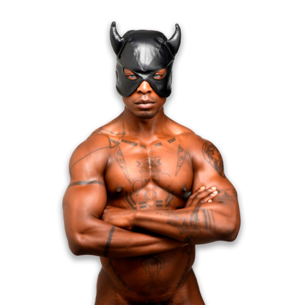 Маска Master Series Dungeon Demon Bondage Mask with Horns Black