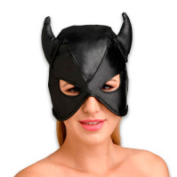 Маска Master Series Dungeon Demon Bondage Mask with Horns Black