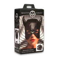 Маска Master Series Dungeon Demon Bondage Mask with Horns Black
