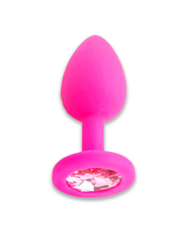 Silicone anal plug with crystal 4.2*9.5 pink