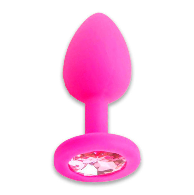 Silicone anal plug with crystal 4.2*9.5 pink