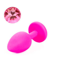 Silicone anal plug with crystal 4.2*9.5 pink
