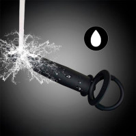 Vibrating Cock Ring with Double Penetration Dildo Black