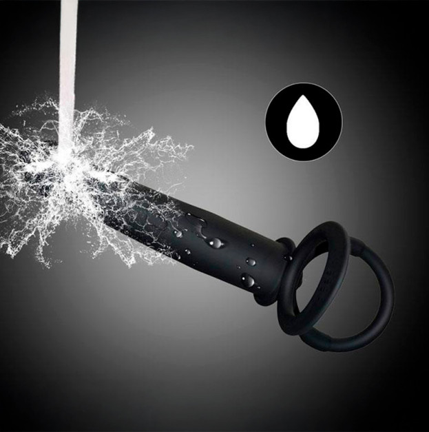 Vibrating Cock Ring with Double Penetration Dildo Black