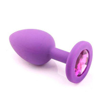 Silicone anal plug with crystal 4.2*9.5 purple