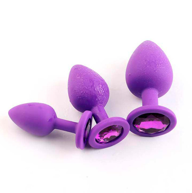 Silicone anal plug with crystal 4.2*9.5 purple