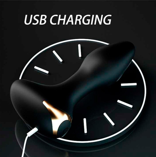 Анальная пробка с вибрацией LILO USB 13x3 черная
