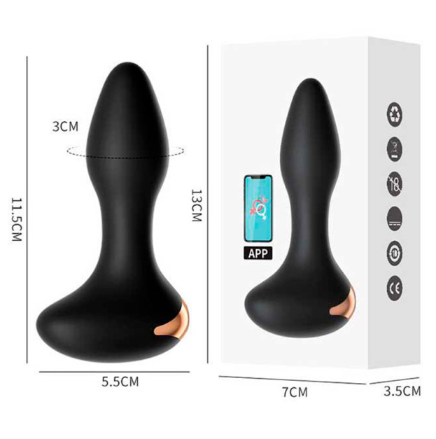 Анальная пробка с вибрацией LILO USB 13x3 черная