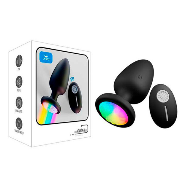 Светящаяся анальная пробка с вибрацией 10X Light Up Rechargeable Anal Plug 9.8x4.4 черная