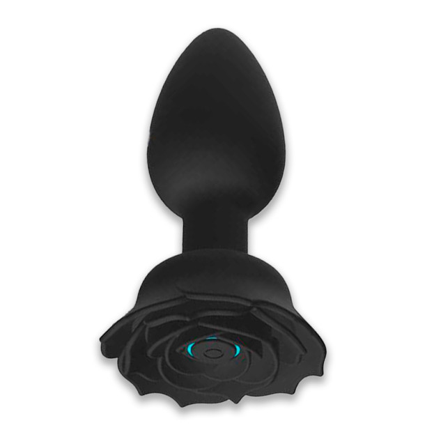 Силіконовий смарт анальний корок Smart Rose 3.3x10.5 чорний