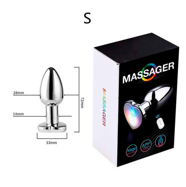 Сталева смарт анальна пробка, що світиться Magic Motion Equinox USB з Д/К 7.2х2.8