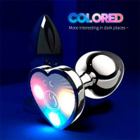 Сталева смарт анальна пробка, що світиться Magic Motion Equinox USB з Д/К 7.2х2.8