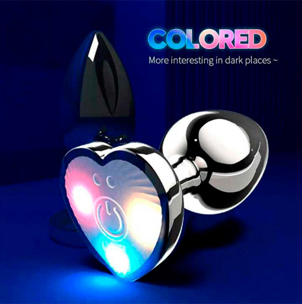 Сталева смарт анальна пробка, що світиться Magic Motion Equinox USB з Д/К 7.2х2.8