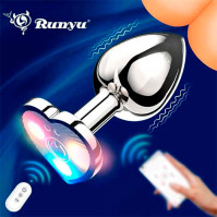 Сталева смарт анальна пробка, що світиться Magic Motion Equinox USB з Д/К 7.2х2.8