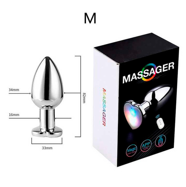 Сталева смарт анальна пробка, що світиться Magic Motion Equinox USB з Д/К 8.2х3.4