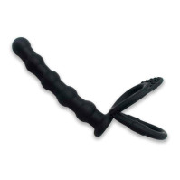 Cock Ring with Double Penetration Dildo Black