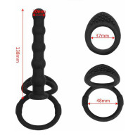 Cock Ring with Double Penetration Dildo Black