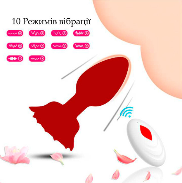 Силиконовая анальная пробка Rose красный