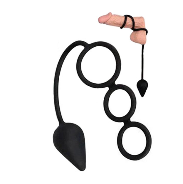 Anal plug with rings for black penis
