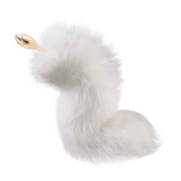 Металева анальна пробка LOCKINK SEVANDA White Fox-Tail Anal Rose-shape Plug