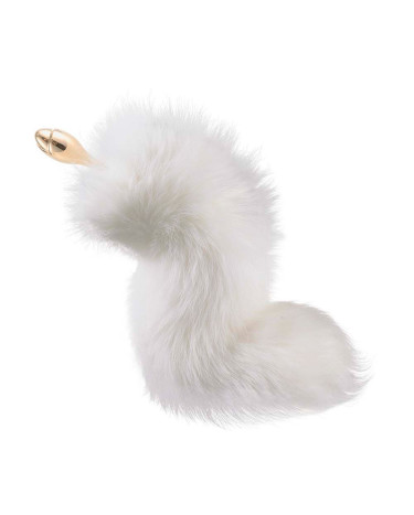 Металева анальна пробка LOCKINK SEVANDA White Fox-Tail Anal Rose-shape Plug
