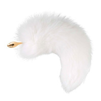 Металева анальна пробка LOCKINK SEVANDA White Fox-Tail Anal Rose-shape Plug