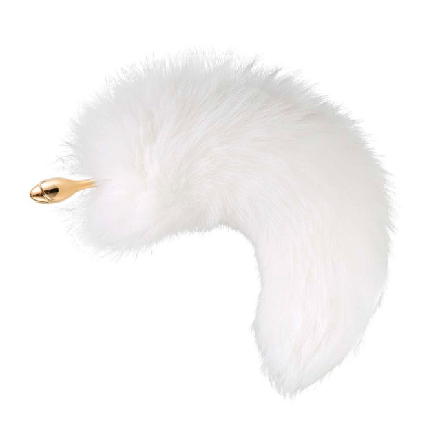Металева анальна пробка LOCKINK SEVANDA White Fox-Tail Anal Rose-shape Plug
