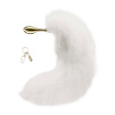 Металлическая анальная пробка LOCKINK SEVANDA White Fox-Tail Anal Rose-shape Plug