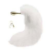 Металева анальна пробка LOCKINK SEVANDA White Fox-Tail Anal Rose-shape Plug